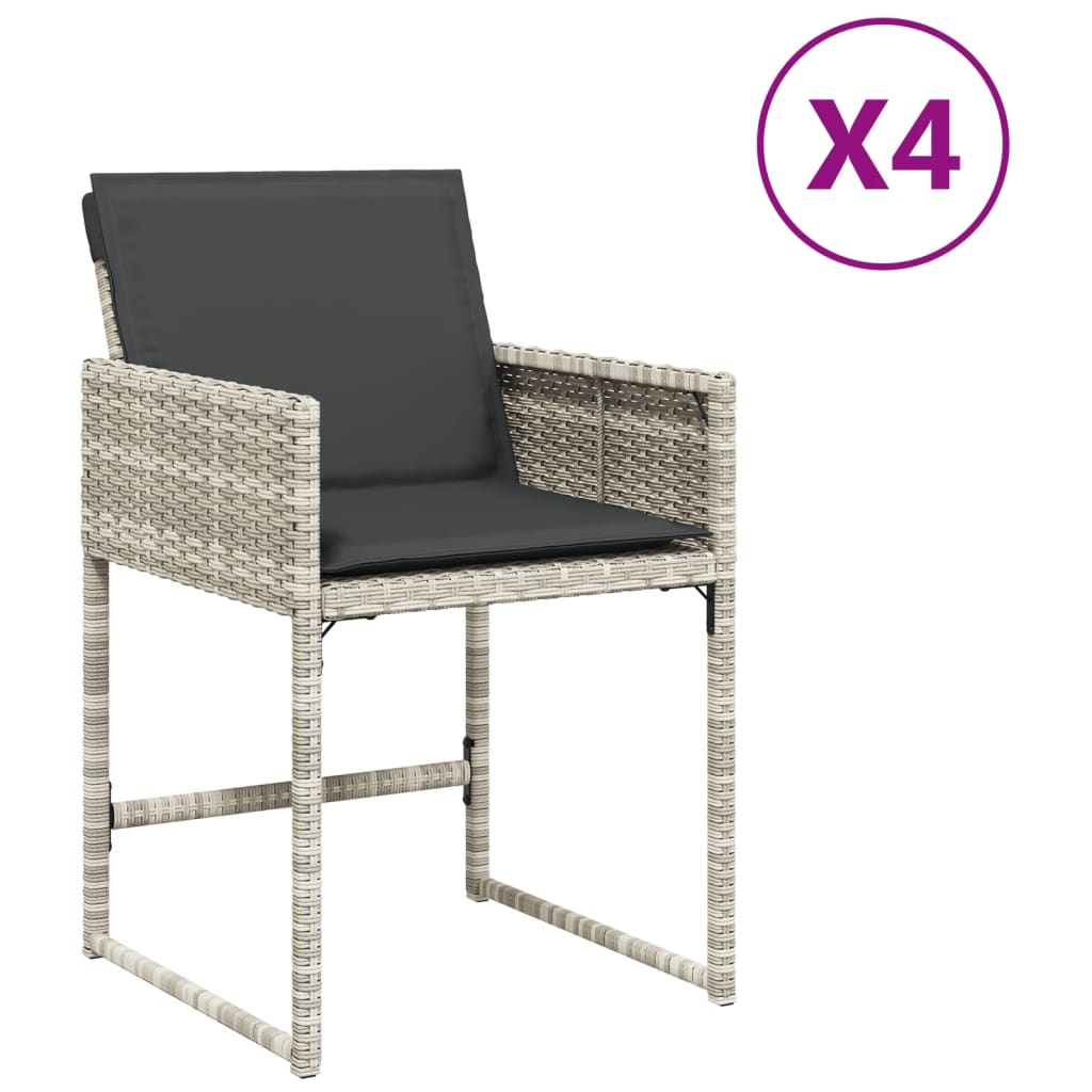Tuinstoelen 4 st met kussens poly rattan lichtgrijs is nu te koop bij PeponiXL, paradijselijk wonen!