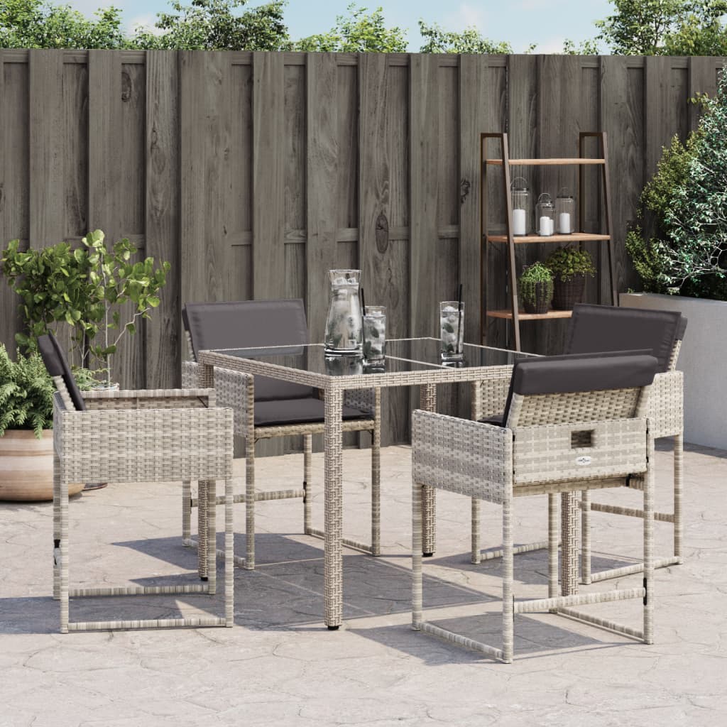 Tuinstoelen 4 st met kussens poly rattan lichtgrijs is nu te koop bij PeponiXL, paradijselijk wonen!