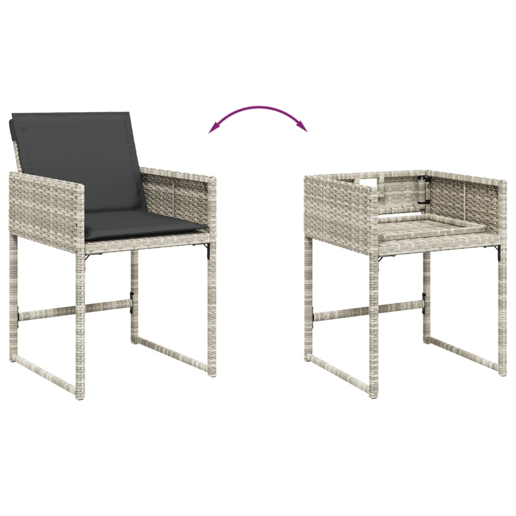 Tuinstoelen 4 st met kussens poly rattan lichtgrijs is nu te koop bij PeponiXL, paradijselijk wonen!