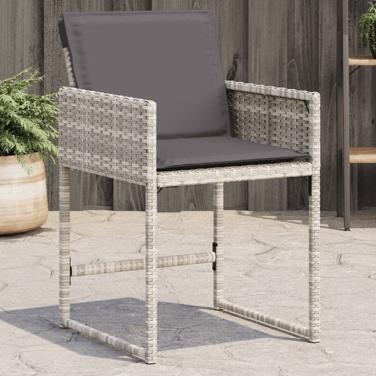 Tuinstoelen 4 st met kussens poly rattan lichtgrijs is nu te koop bij PeponiXL, paradijselijk wonen!