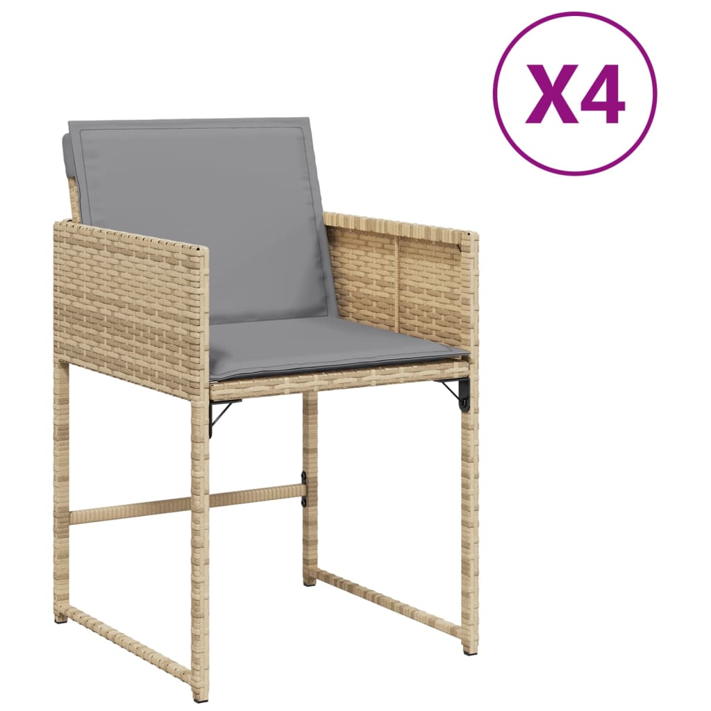 Tuinstoelen 4 st met kussens poly rattan gemengd beige is nu te koop bij PeponiXL, paradijselijk wonen!