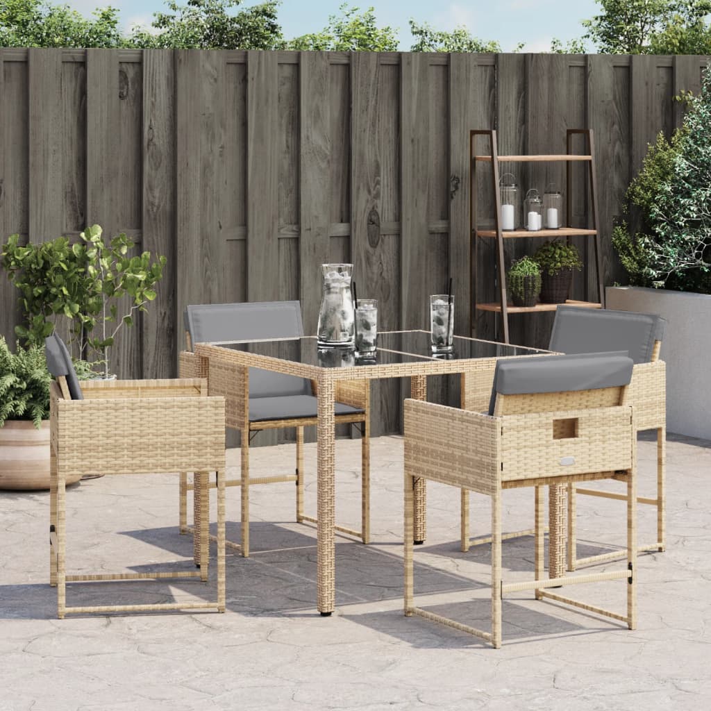 Tuinstoelen 4 st met kussens poly rattan gemengd beige is nu te koop bij PeponiXL, paradijselijk wonen!