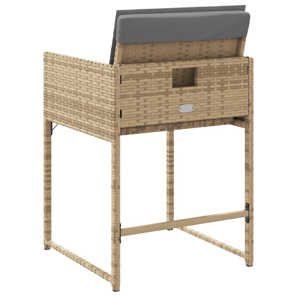 Tuinstoelen 4 st met kussens poly rattan gemengd beige is nu te koop bij PeponiXL, paradijselijk wonen!