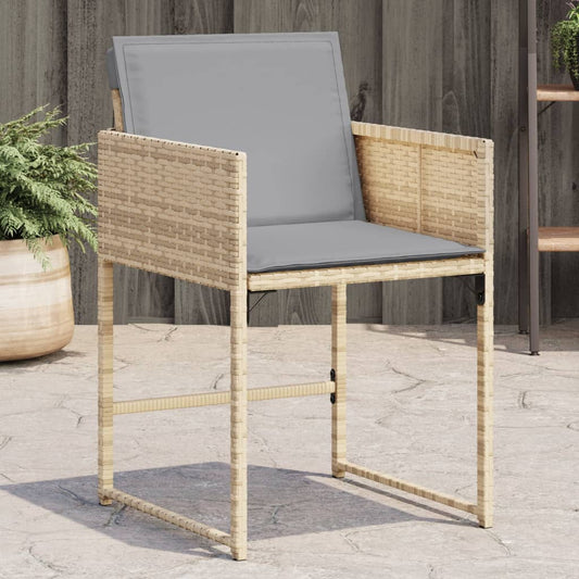 Tuinstoelen 4 st met kussens poly rattan gemengd beige is nu te koop bij PeponiXL, paradijselijk wonen!
