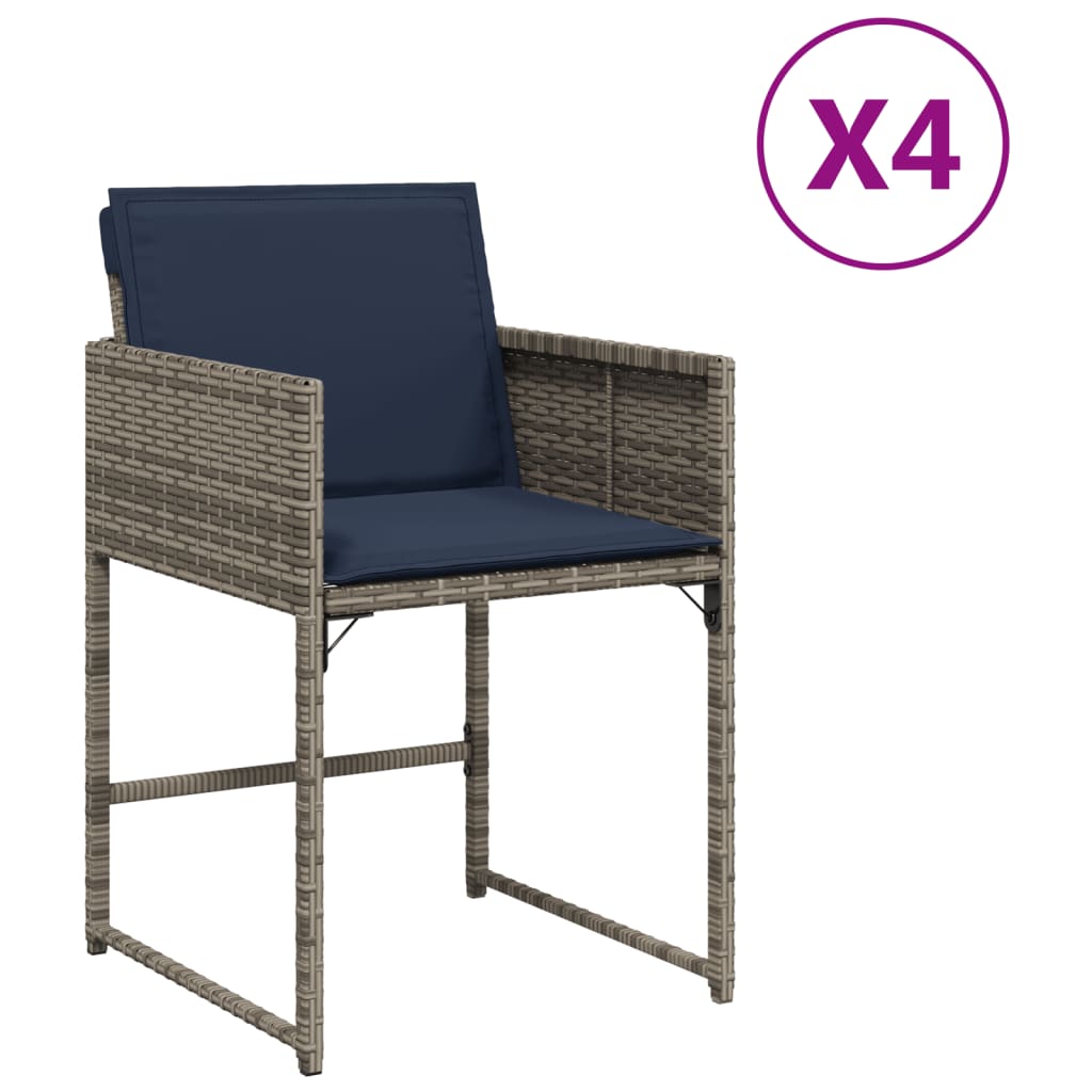 Tuinstoelen 4 st met kussens poly rattan grijs is nu te koop bij PeponiXL, paradijselijk wonen!