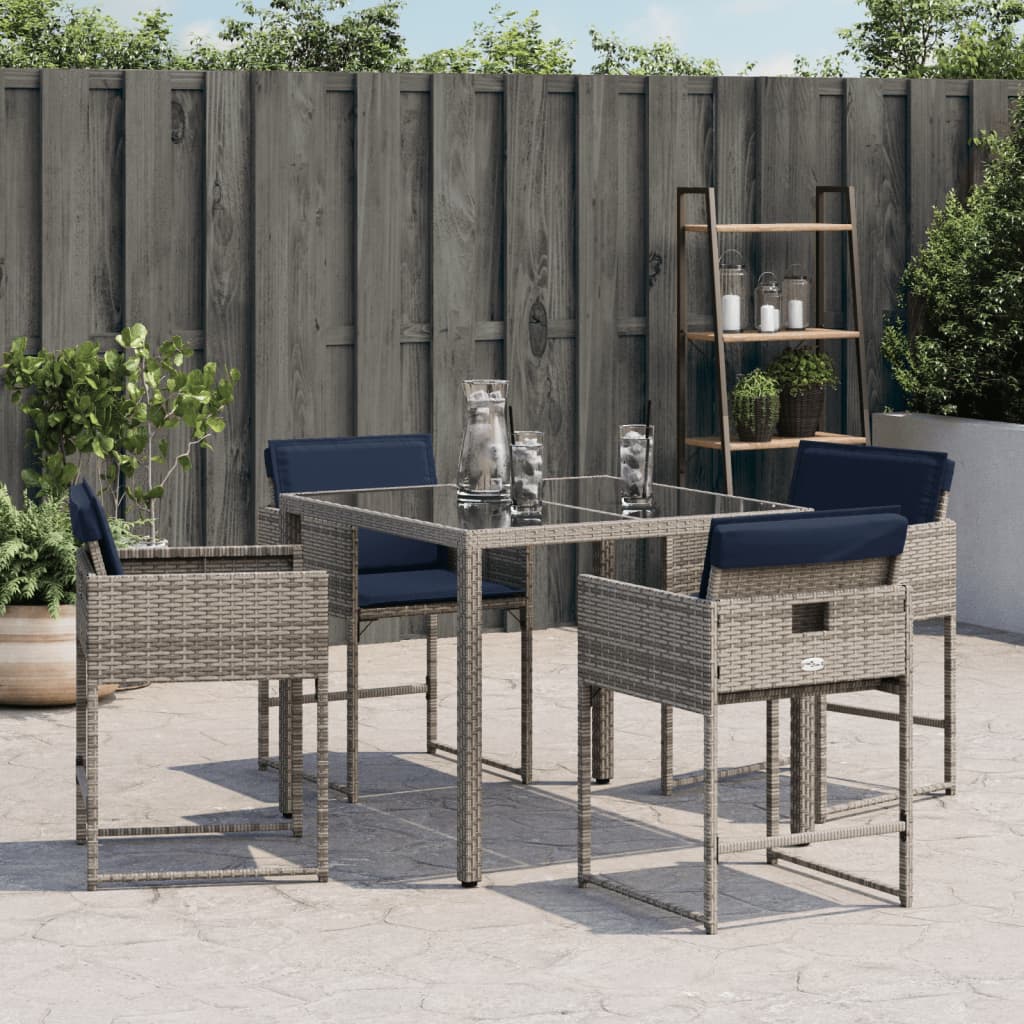 Tuinstoelen 4 st met kussens poly rattan grijs is nu te koop bij PeponiXL, paradijselijk wonen!
