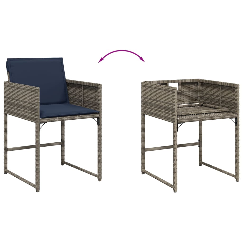 Tuinstoelen 4 st met kussens poly rattan grijs is nu te koop bij PeponiXL, paradijselijk wonen!