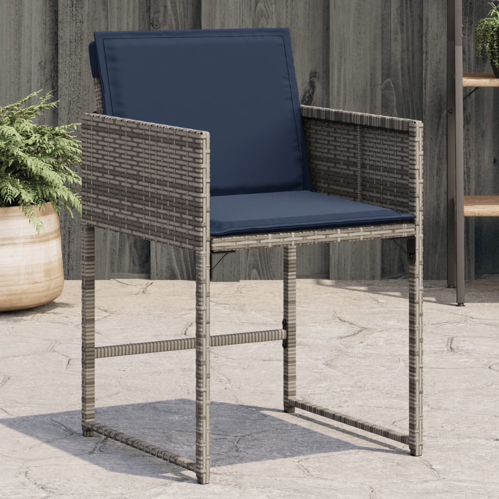 Tuinstoelen 4 st met kussens poly rattan grijs is nu te koop bij PeponiXL, paradijselijk wonen!