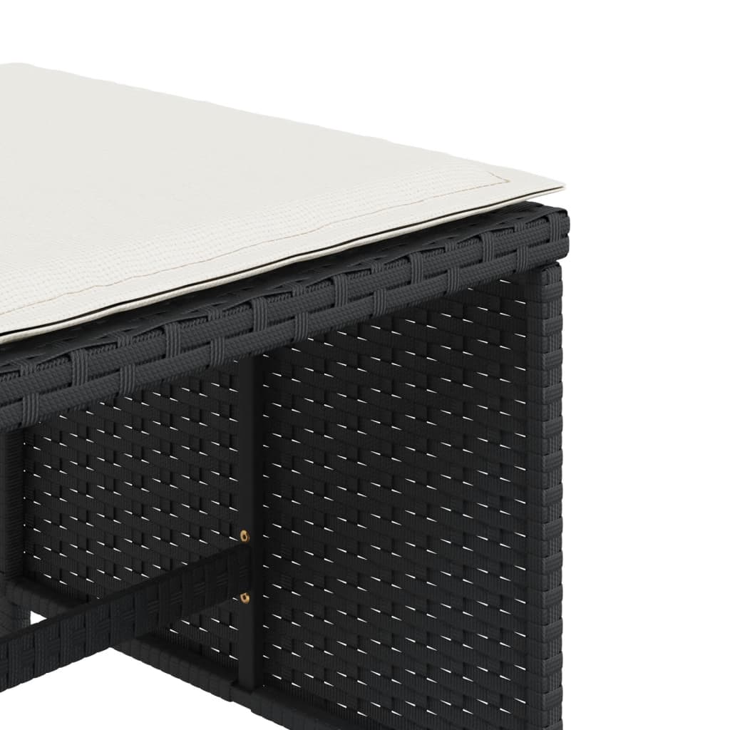 Tuinkrukken 4 st met kussens 40x40x35 cm poly rattan zwart is nu te koop bij PeponiXL, paradijselijk wonen!