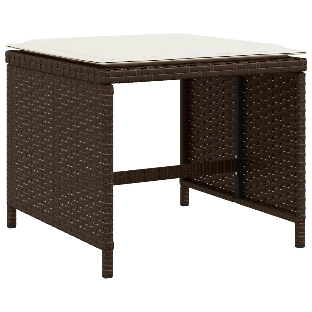 Tuinkrukken 4 st met kussens 40x40x35 cm poly rattan bruin is nu te koop bij PeponiXL, paradijselijk wonen!