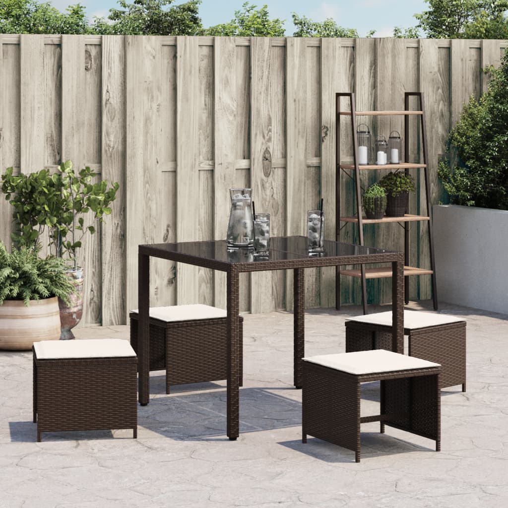 Tuinkrukken 4 st met kussens 40x40x35 cm poly rattan bruin is nu te koop bij PeponiXL, paradijselijk wonen!