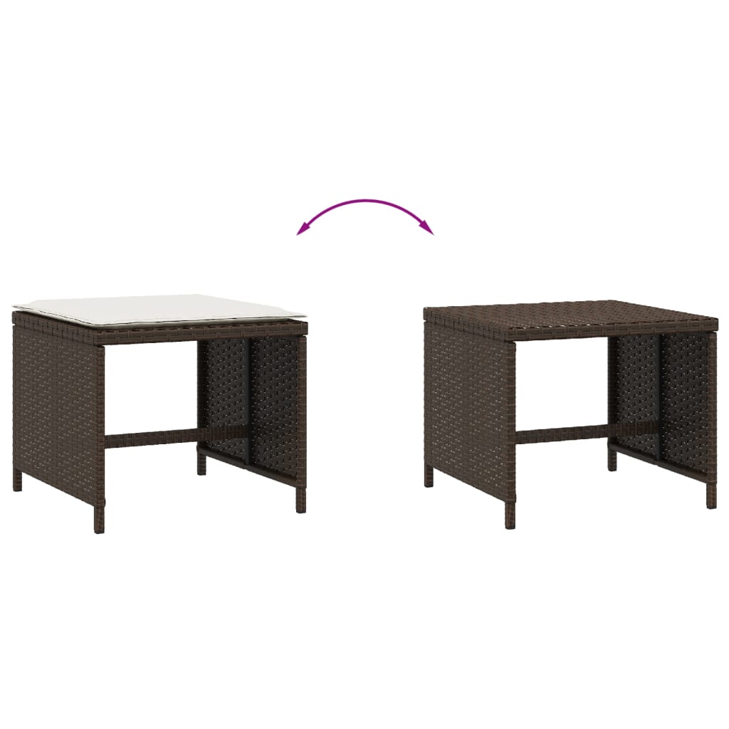 Tuinkrukken 4 st met kussens 40x40x35 cm poly rattan bruin is nu te koop bij PeponiXL, paradijselijk wonen!