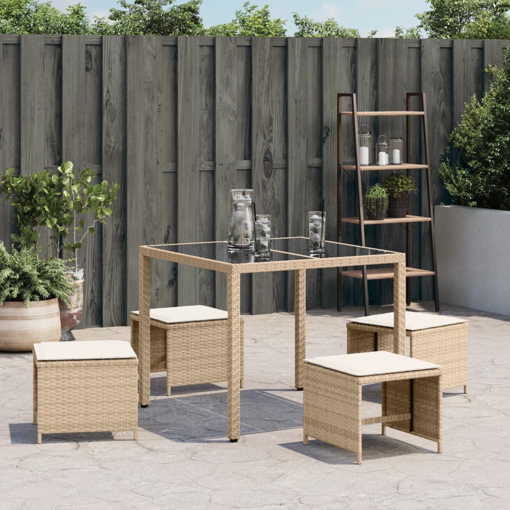 Tuinkrukken 4 st met kussens 40x40x35 cm poly rattan beige is nu te koop bij PeponiXL, paradijselijk wonen!