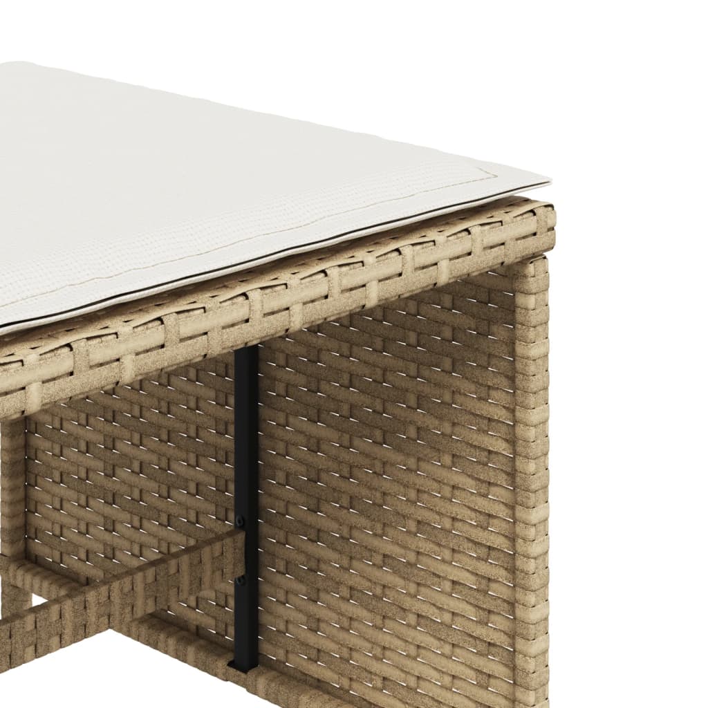 Tuinkrukken 4 st met kussens 40x40x35 cm poly rattan beige is nu te koop bij PeponiXL, paradijselijk wonen!