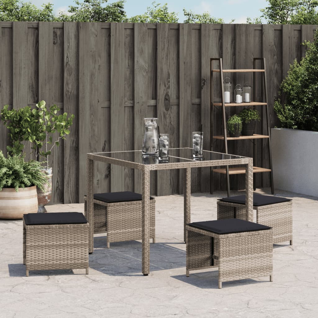 Tuinkrukken 4 st met kussens 40x40x35 cm poly rattan lichtgrijs is nu te koop bij PeponiXL, paradijselijk wonen!