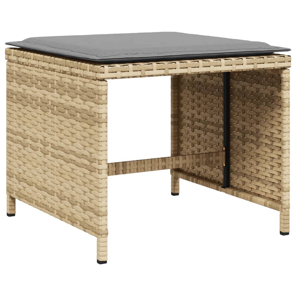 Tuinkrukken 4 st kussens 40x40x35 cm poly rattan gemengd beige is nu te koop bij PeponiXL, paradijselijk wonen!