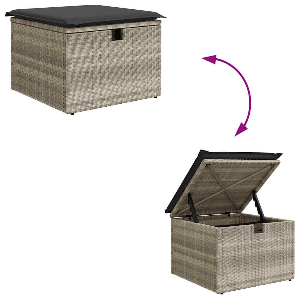 6-delige Loungeset met kussens poly rattan lichtgrijs