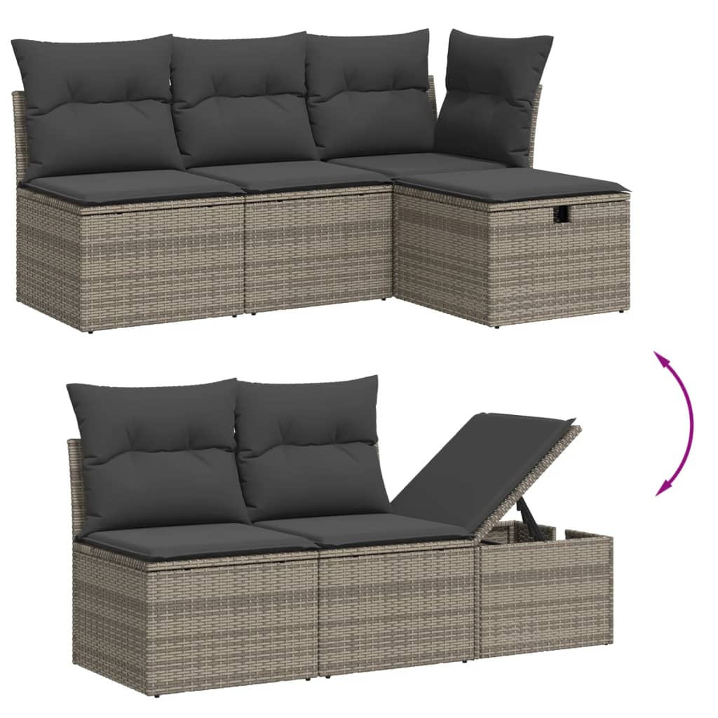 7-delige Loungeset met kussens poly rattan grijs is nu te koop bij PeponiXL, paradijselijk wonen!