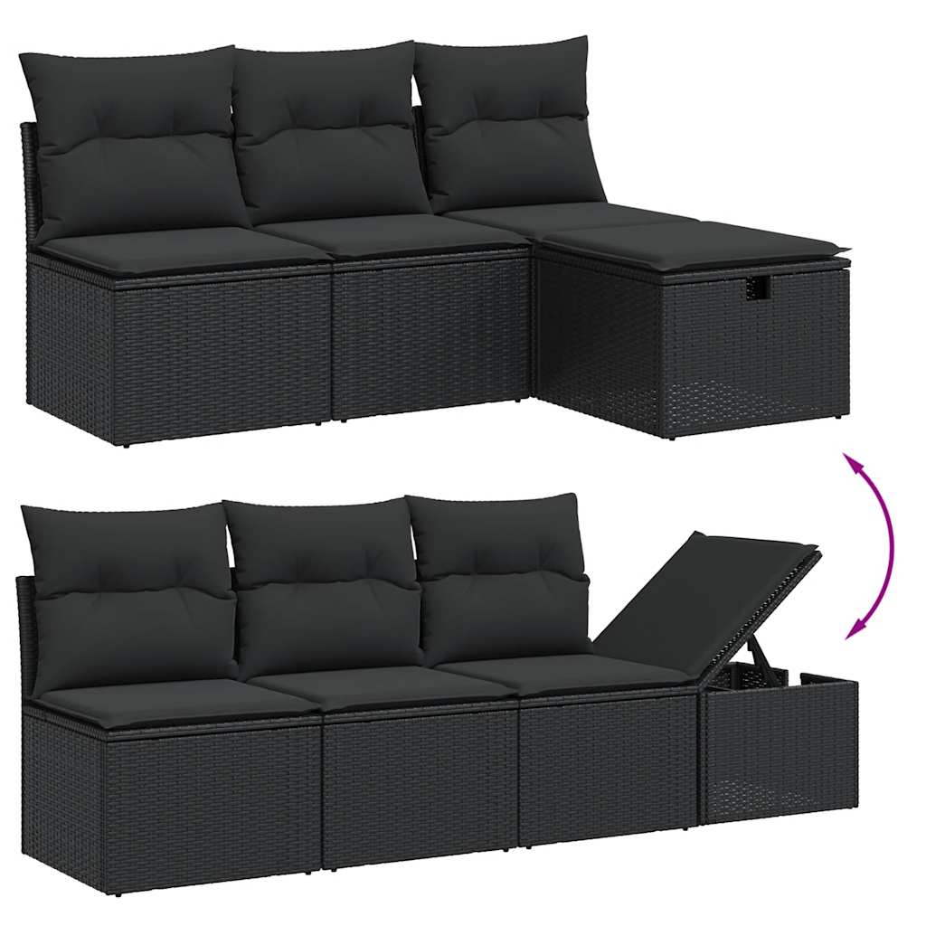 8-delige Loungeset met kussens poly rattan zwart is nu te koop bij PeponiXL, paradijselijk wonen!