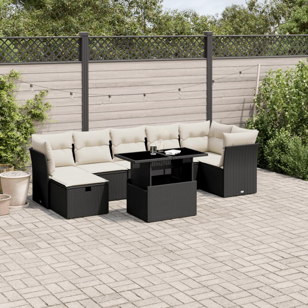 8-delige Loungeset met kussens poly rattan zwart is nu te koop bij PeponiXL, paradijselijk wonen!