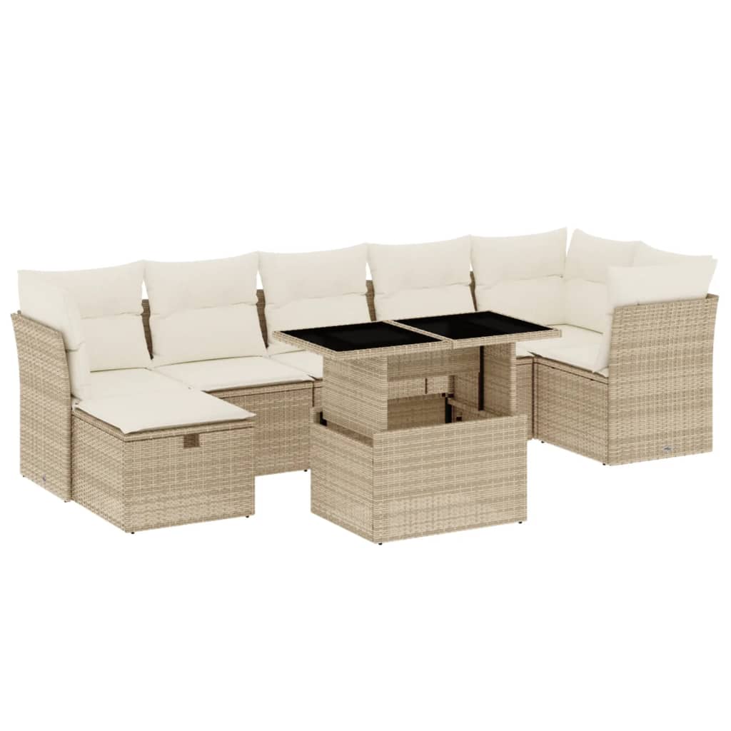 8-delige Loungeset met kussens poly rattan beige is nu te koop bij PeponiXL, paradijselijk wonen!