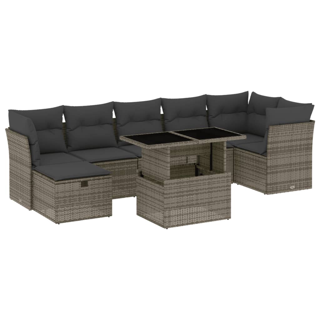 8-delige Loungeset met kussens poly rattan grijs is nu te koop bij PeponiXL, paradijselijk wonen!