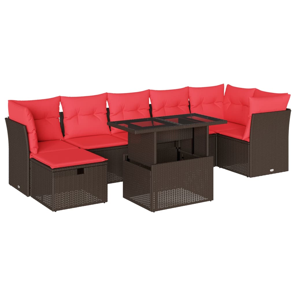 8-delige tuinbankset met kussens, bruin polyrotan is nu te koop bij PeponiXL, paradijselijk wonen!