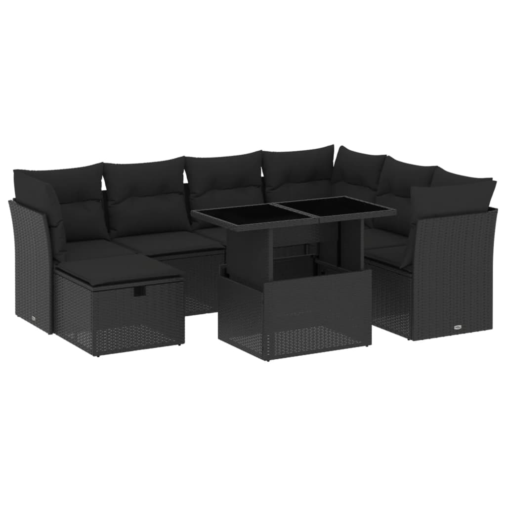 8-delige Loungeset met kussens poly rattan zwart is nu te koop bij PeponiXL, paradijselijk wonen!