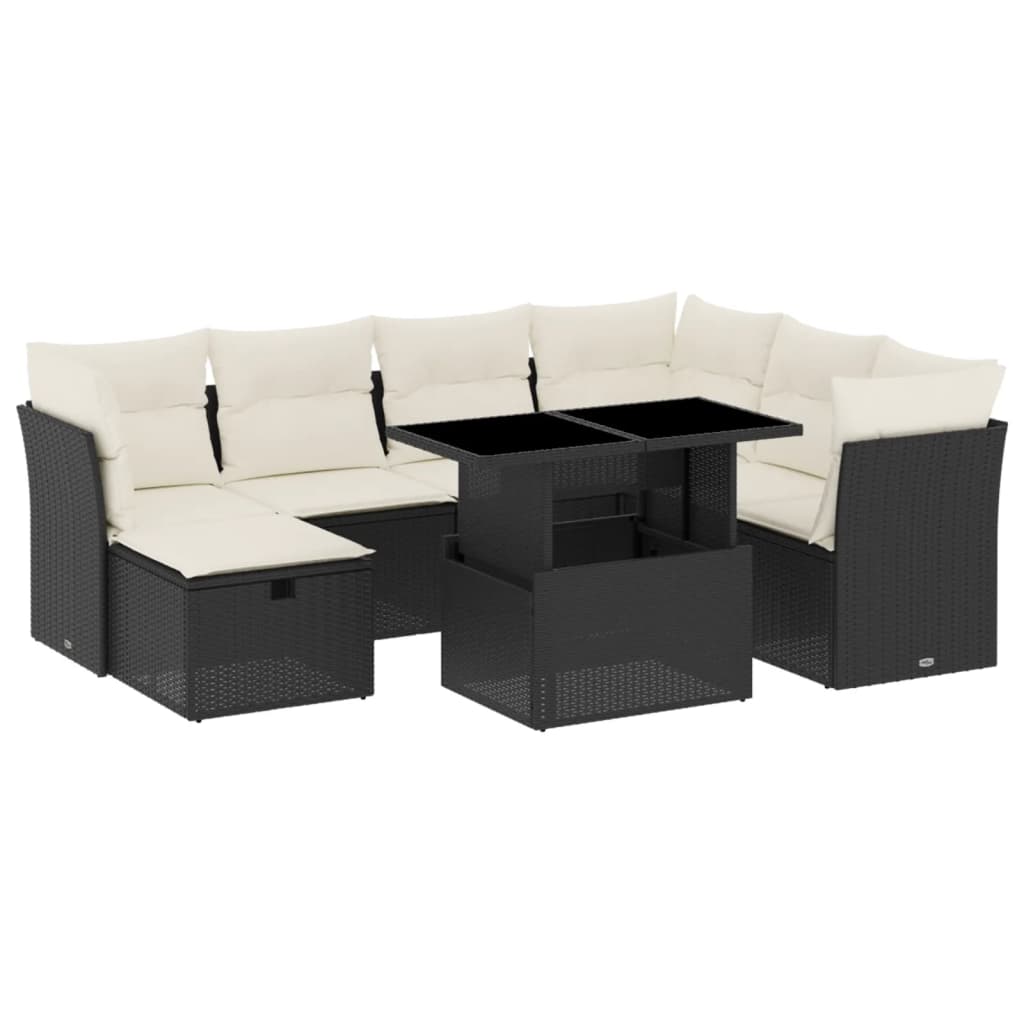 8-delige Loungeset met kussens poly rattan zwart is nu te koop bij PeponiXL, paradijselijk wonen!