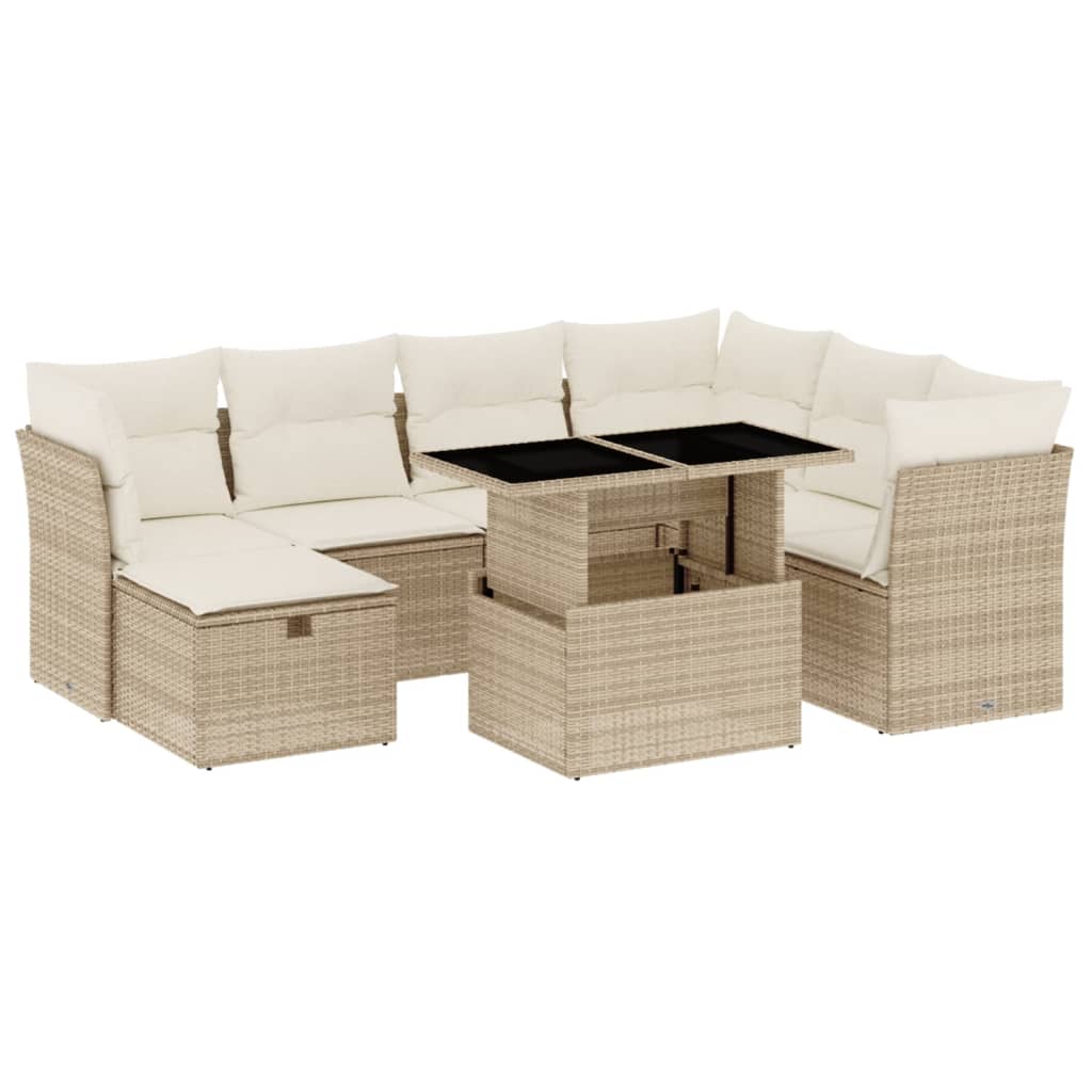 8-delige Loungeset met kussens poly rattan beige is nu te koop bij PeponiXL, paradijselijk wonen!