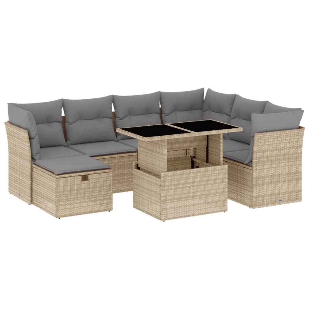 8-delige Loungeset met kussens poly rattan beige is nu te koop bij PeponiXL, paradijselijk wonen!