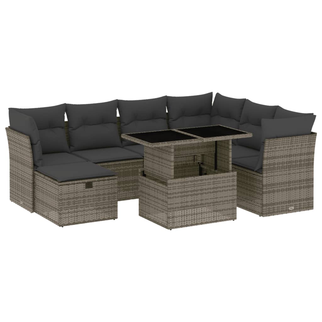 8-delige Loungeset met kussens poly rattan grijs is nu te koop bij PeponiXL, paradijselijk wonen!