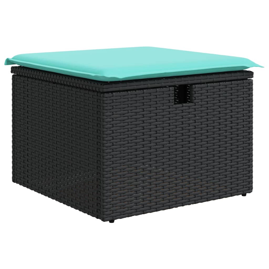 9-delige tuinbankset met kussens van zwart polyrotan is nu te koop bij PeponiXL, paradijselijk wonen!