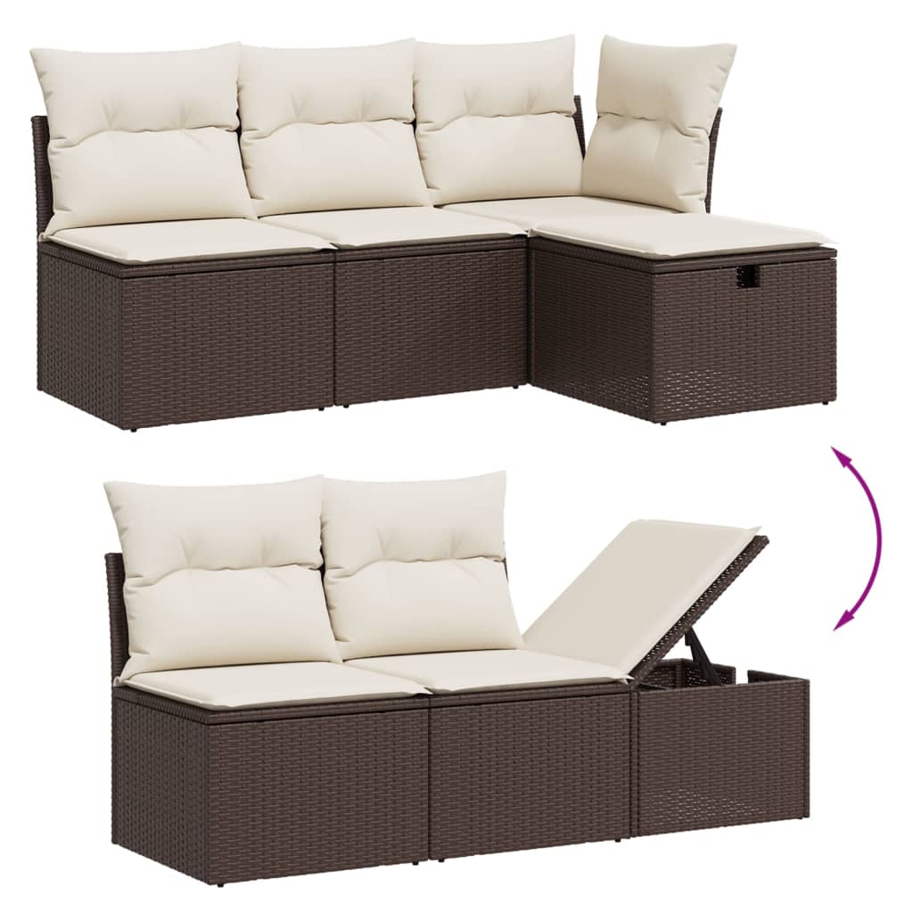 7-delige Loungeset met kussens poly rattan bruin is nu te koop bij PeponiXL, paradijselijk wonen!