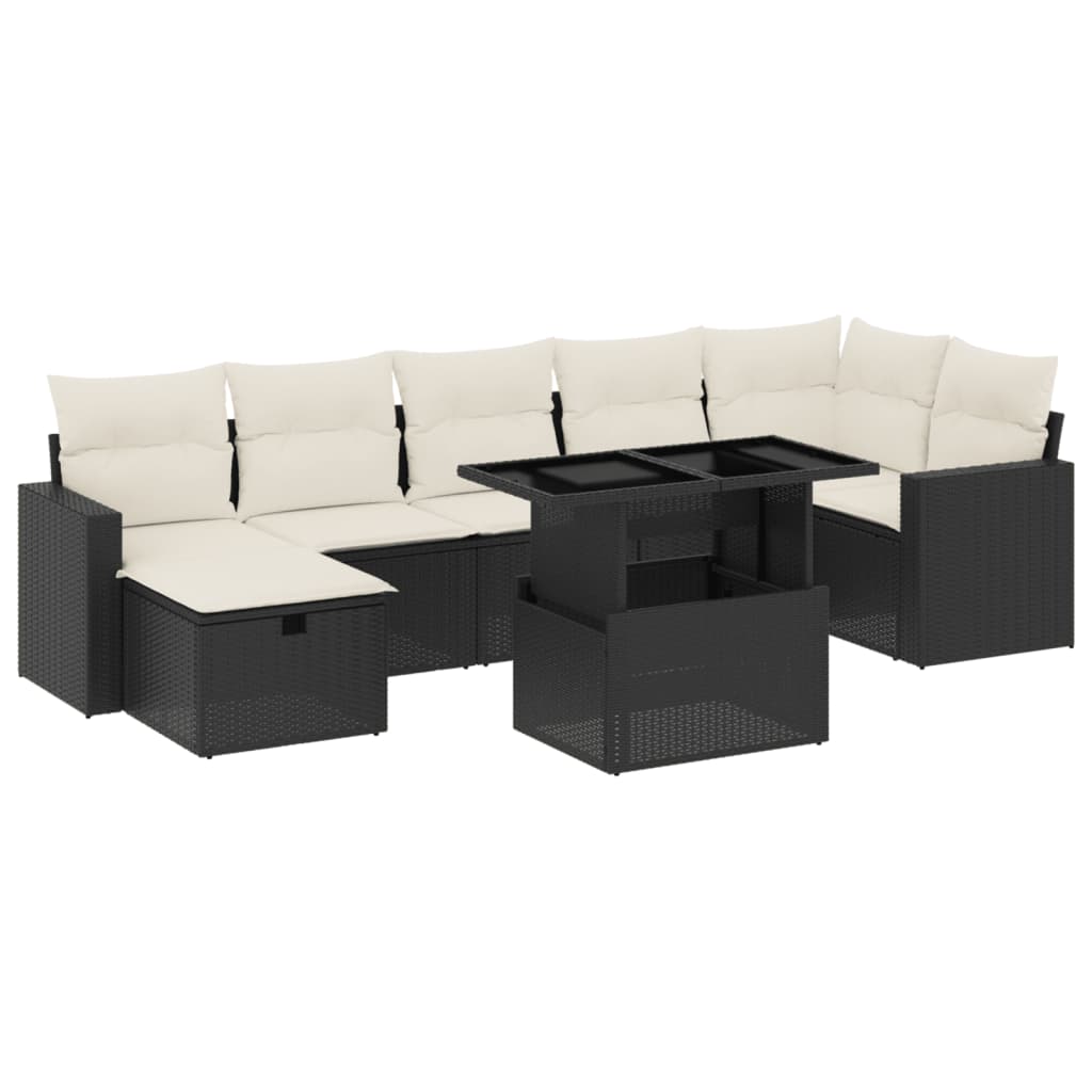8-delige Loungeset met kussens poly rattan zwart is nu te koop bij PeponiXL, paradijselijk wonen!