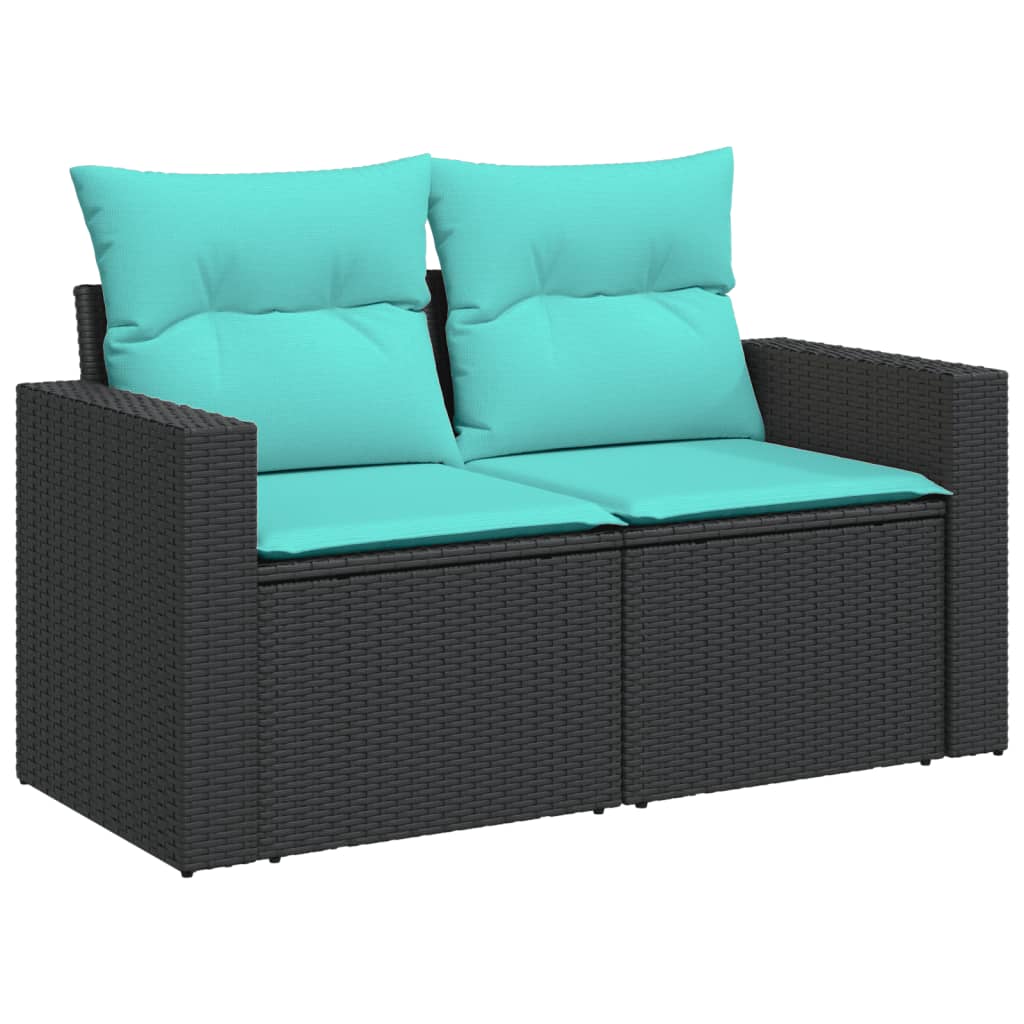 8-delige tuinbankset met kussens, zwart polyrotan is nu te koop bij PeponiXL, paradijselijk wonen!