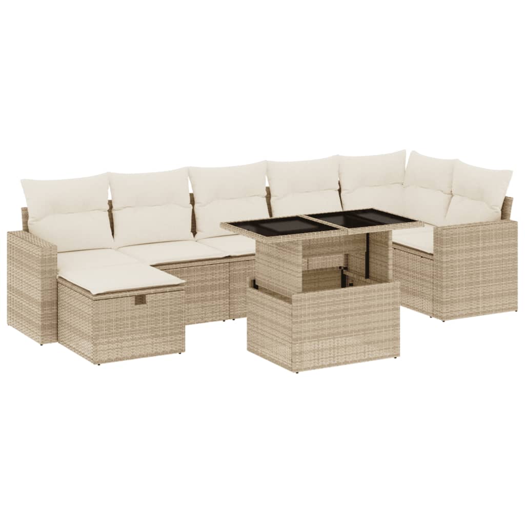 8-delige Loungeset met kussens poly rattan beige is nu te koop bij PeponiXL, paradijselijk wonen!