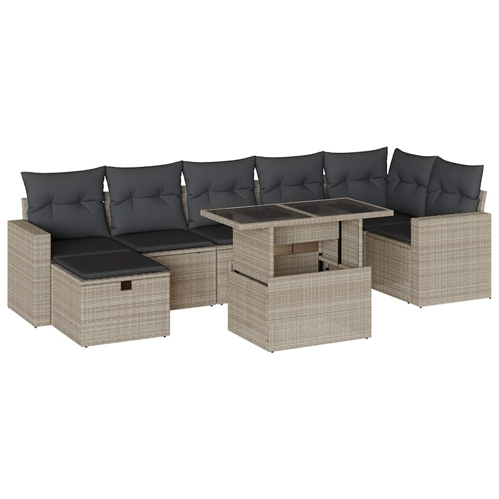 8-delige Loungeset met kussens poly rattan lichtgrijs is nu te koop bij PeponiXL, paradijselijk wonen!
