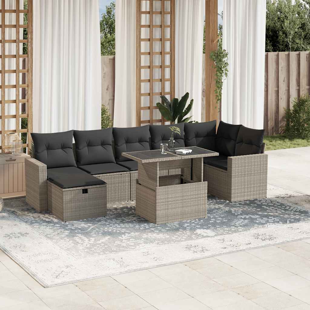 8-delige Loungeset met kussens poly rattan lichtgrijs is nu te koop bij PeponiXL, paradijselijk wonen!