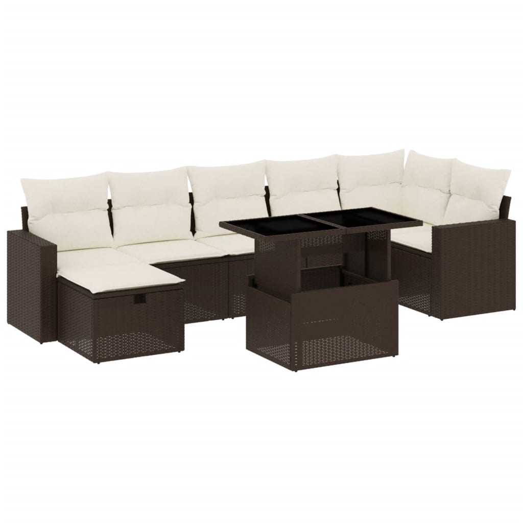 8-delige Loungeset met kussens poly rattan bruin is nu te koop bij PeponiXL, paradijselijk wonen!