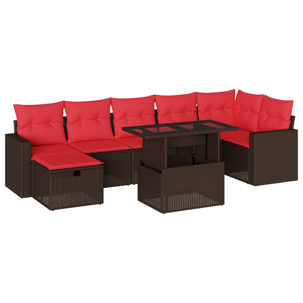 8-delige tuinbankset met kussens, bruin polyrotan is nu te koop bij PeponiXL, paradijselijk wonen!