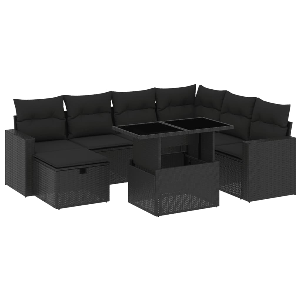8-delige Loungeset met kussens poly rattan zwart is nu te koop bij PeponiXL, paradijselijk wonen!