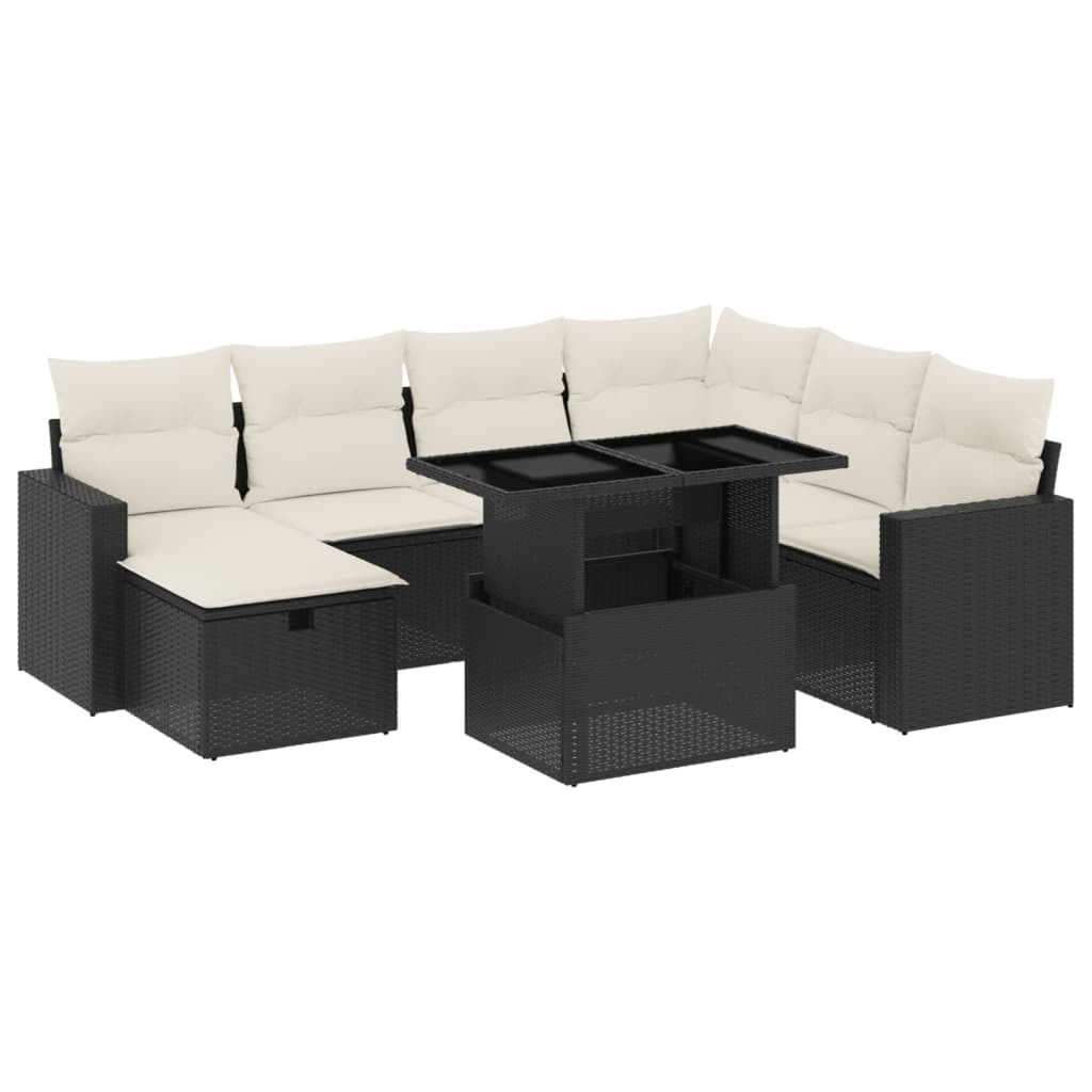 8-delige Loungeset met kussens poly rattan zwart is nu te koop bij PeponiXL, paradijselijk wonen!