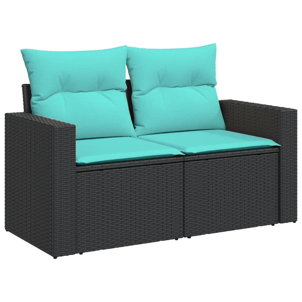 8-delige tuinbankset met kussens, zwart polyrotan is nu te koop bij PeponiXL, paradijselijk wonen!