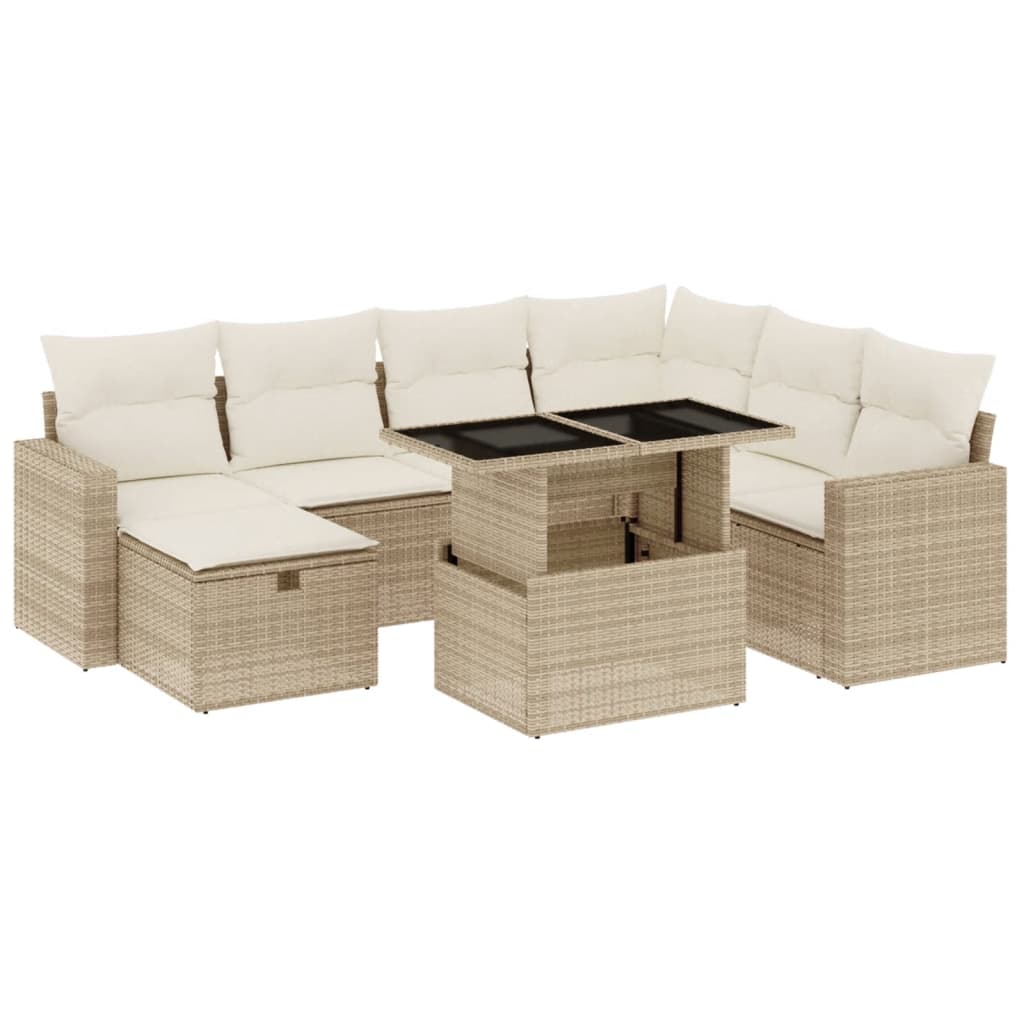 8-delige Loungeset met kussens poly rattan beige is nu te koop bij PeponiXL, paradijselijk wonen!