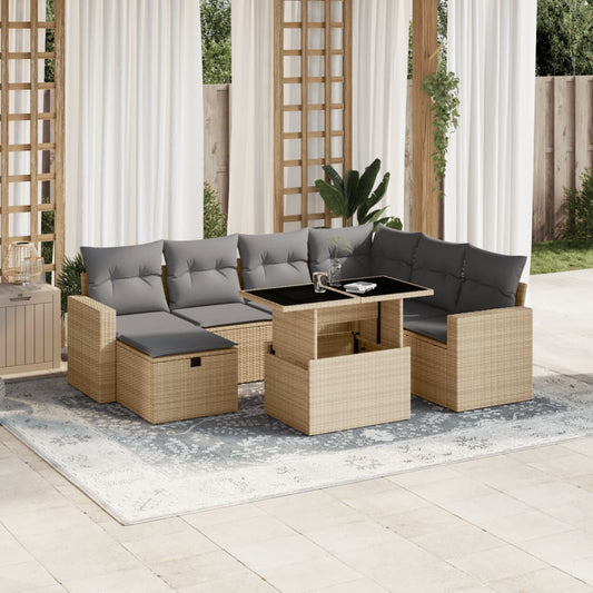 8-delige Loungeset met kussens poly rattan beige is nu te koop bij PeponiXL, paradijselijk wonen!