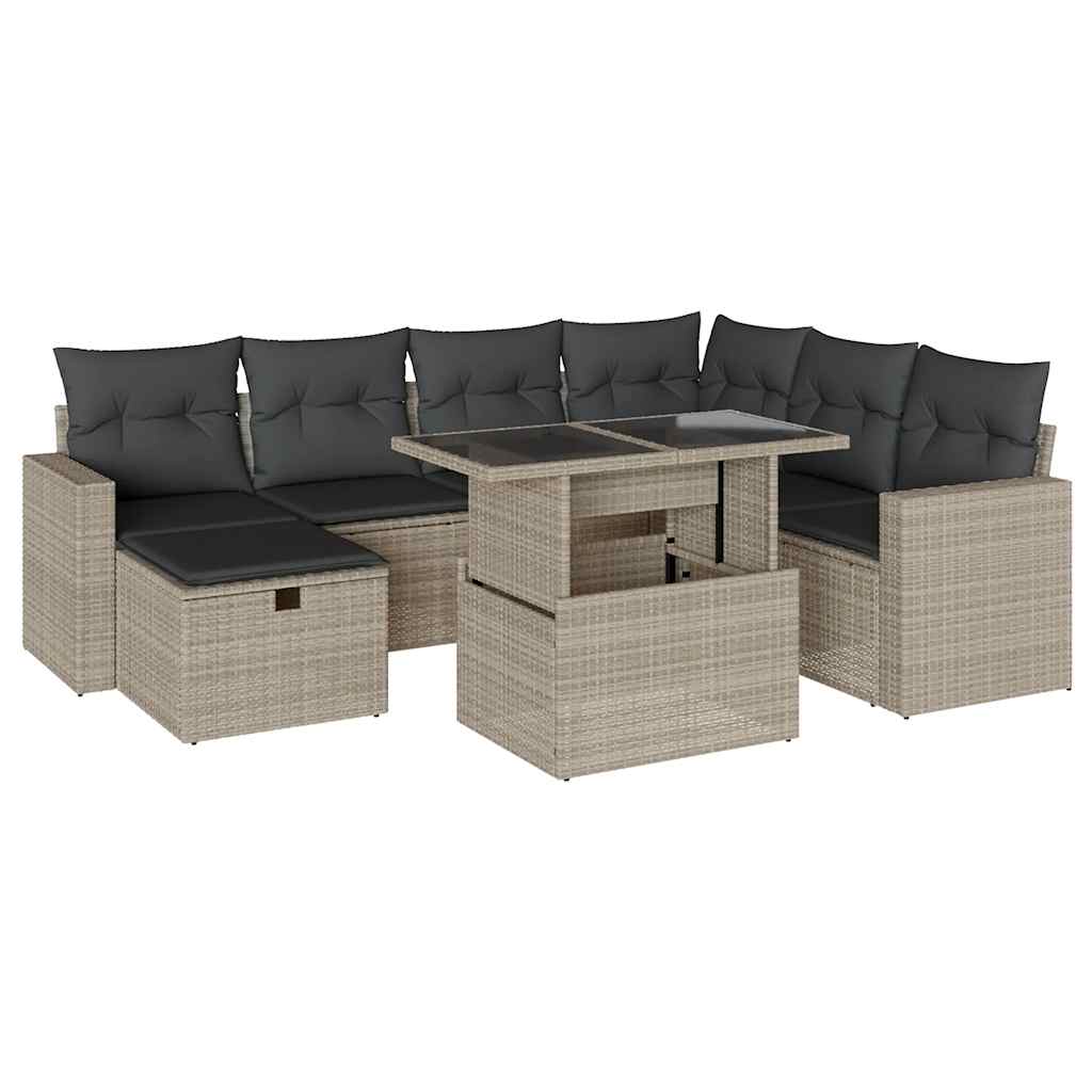 8-delige Loungeset met kussens poly rattan lichtgrijs is nu te koop bij PeponiXL, paradijselijk wonen!
