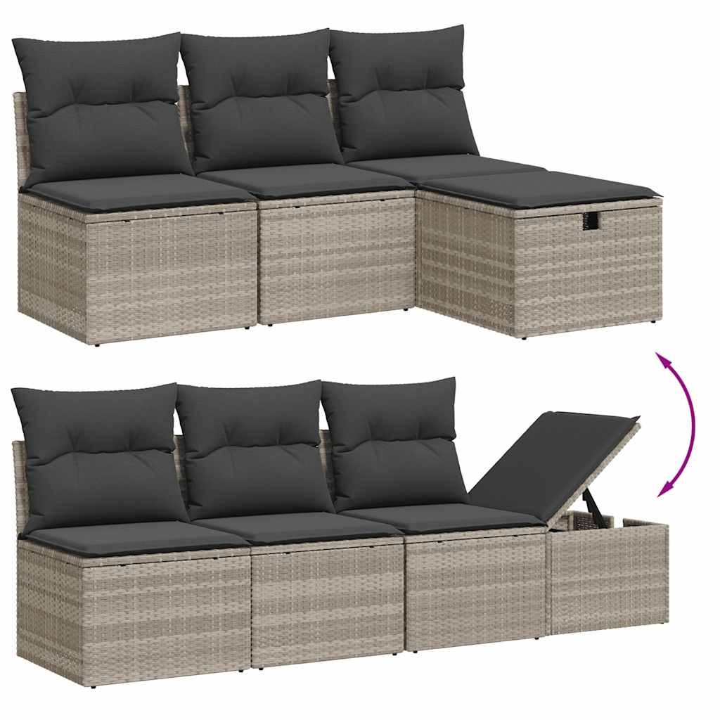 8-delige Loungeset met kussens poly rattan lichtgrijs is nu te koop bij PeponiXL, paradijselijk wonen!