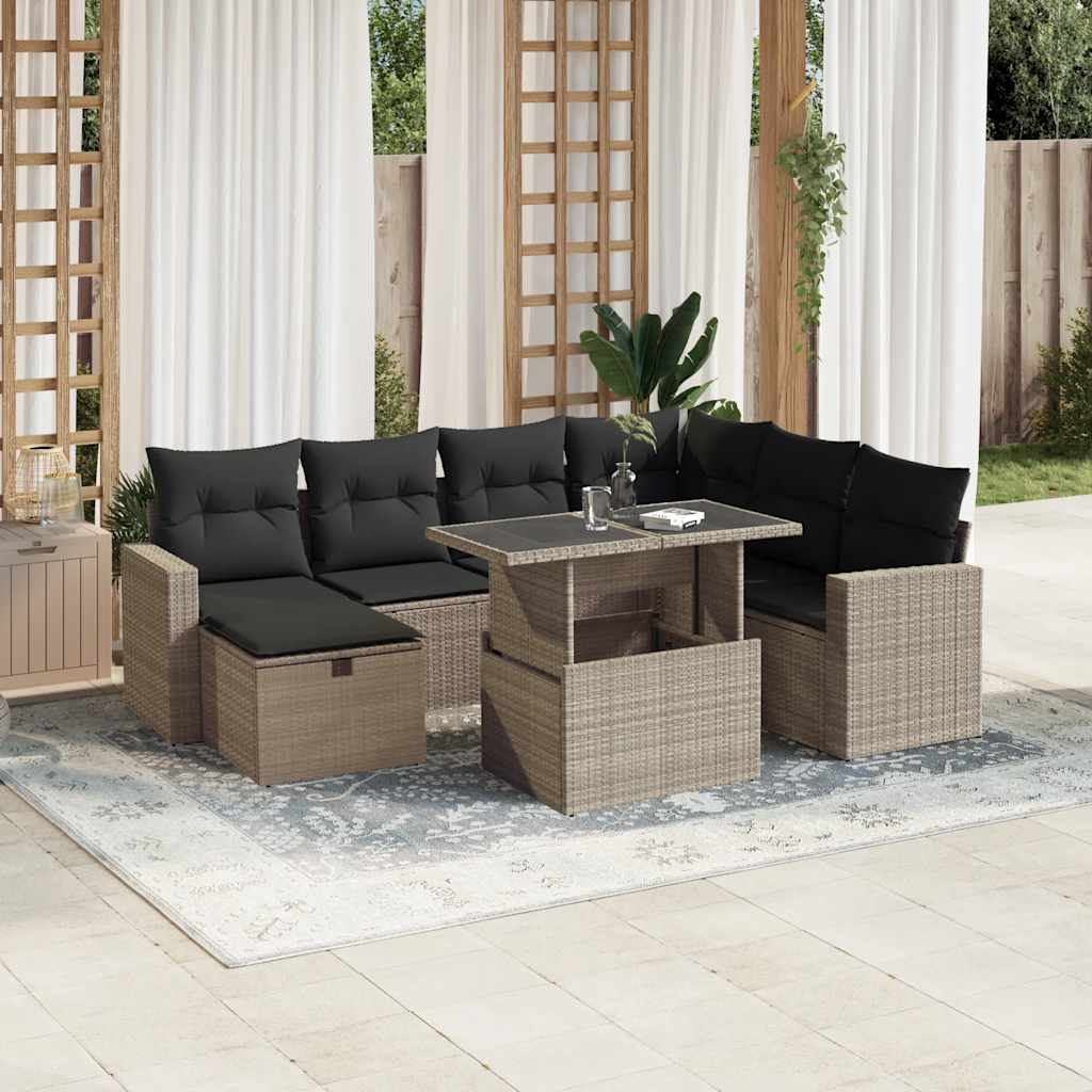 8-delige Loungeset met kussens poly rattan lichtgrijs is nu te koop bij PeponiXL, paradijselijk wonen!