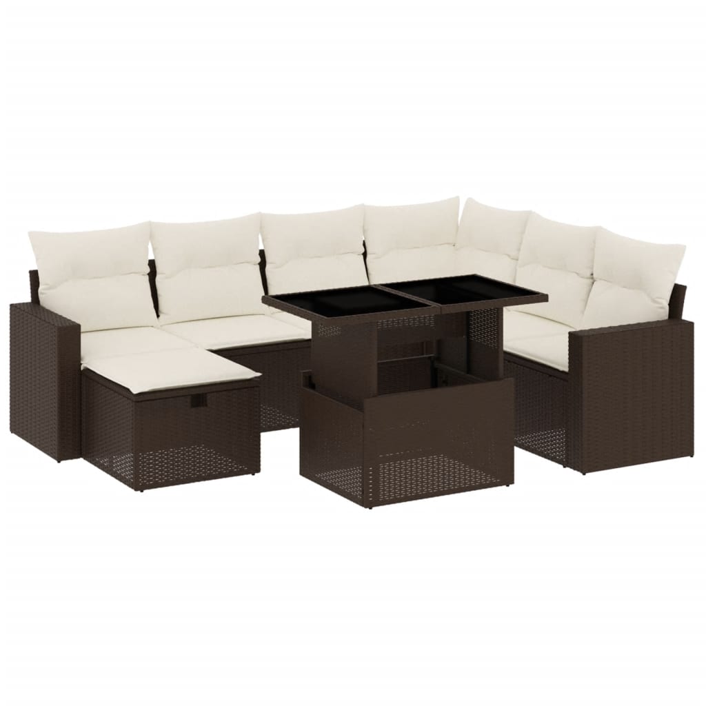 8-delige Loungeset met kussens poly rattan bruin is nu te koop bij PeponiXL, paradijselijk wonen!